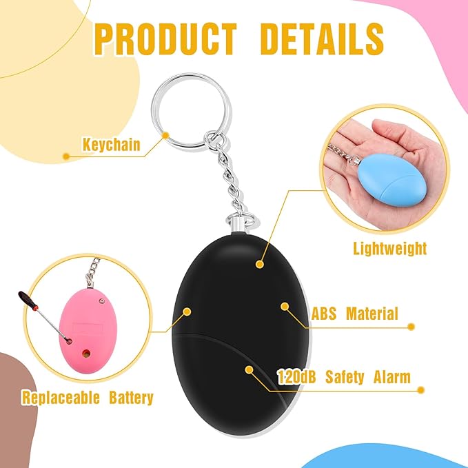 Tellegloww 8 Pcs Personal Safety Alarm for Women 120db Loud Sound Personal Siren Self Defense Keychain for Women Elderly Joggers Night Workers