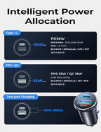 LISEN Car Charger USB C, 69W Cigarette Lighter USB Charger Adapter, Car Accessories Gifts for Men, Mini USBC Cars Fast Charging Adapter USBC Type C 12V Plug Outlet, for iPhone 17 Pro Max 16 15 14 13