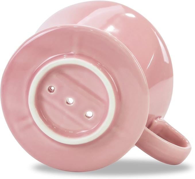 Pour Over Ceramic - Coffee Dripper Ceramic Coffee Maker with 3 Holes Flat Bottom, Porcelain Slow Filter Cone for Travel, Camping, Office, Home, Coffee Maker Brew, Pink