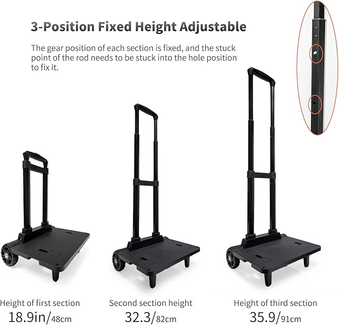 Folding Backpack Luggage Cart with Elastic Straps, Lightweight Aluminum Frame for Travel, Work & Daily Use
