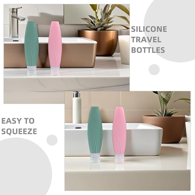 5pcs 150ml Leakproof Silicone Travel Bottles Set Refillable Mini Containers Toiletries Shampoo Conditioner Lotion Portable Leak Travel Dispenser and Daily Use Random Color
