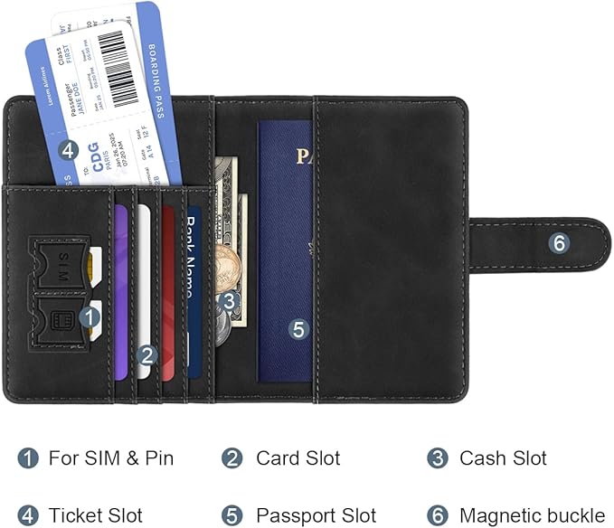 Passport Holder Wallet Cover Personalized Letter A-Z Travel Wallet RFID Blocking Passport Cover Wallet Case for Travel Passport Book Holders for Women and Men, Black-G