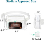 Veckle Clear Fanny Pack Stadium Approved - Plus Size 35-51 Inch Adjustable Strap Transparent Belt Bag for Women Fits 7.5" Smartphone, Clear Bag for Stadium Events Concerts, 2-Pack, 1 Black & 1 White
