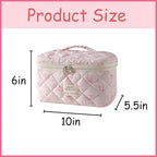 uekeboag Large Travel Quilted Makeup Bag for Women, Floral Cotton Cosmetic Bag, Coquette Aesthetic Floral Toiletry Organizer Bag