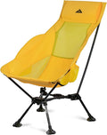iClimb Ultralight Compact Camping Folding Beach Chair with Anti-Sinking Large Feet (Yellow - Triangular Frame High Back)