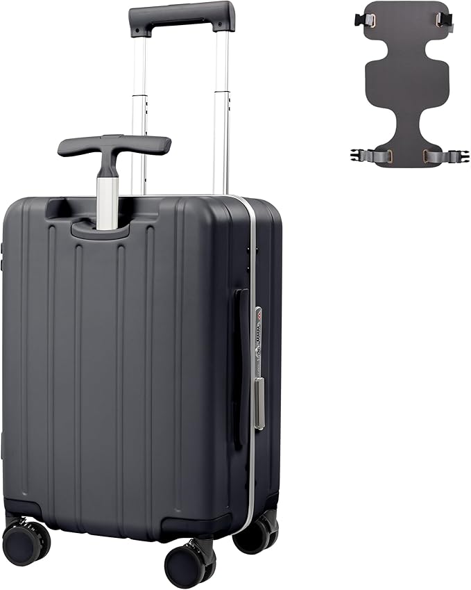 20" Ride-On Luggage with Child Seat, Hardside Carry-On Suitcase with 360° Silent Spinner Wheels, TSA Lock, & Dual Telescoping Handles for Kids & Adults & Busy Moms