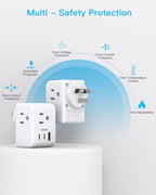 2 Pack Australia New Zealand Power Plug Adapter, Australia Travel Adapter with 3 American Outlets 3 USB Charging Ports (2 USB C), Type I Plug Adapter for US to Australia, Argentina, China