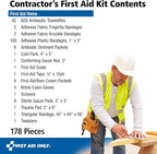First Aid Only 9302-25M 25-Person Contractor's First Aid Kit for Home Renovation, Job Sites, and Construction Vehicles, 178 Pieces, Pack of 12