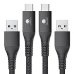 CONMDEX Long USB C Cable [10ft, 2-Pack] 10Gbps USB A to USB C Cable Data Transfer Cord, Type C Charging Cable for Android Auto CarPlay Compatible with iPhone 17 16 Pro Max Samsung Galaxy S25, Black