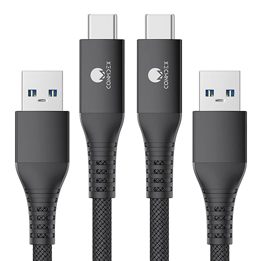 CONMDEX Long USB C Cable [10ft, 2-Pack] 10Gbps USB A to USB C Cable Data Transfer Cord, Type C Charging Cable for Android Auto CarPlay Compatible with iPhone 17 16 Pro Max Samsung Galaxy S25, Black