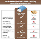 LFH Cotton Rich Shoe Storage Bags with Drawstring, Dustproof Breathable Reusable Organizer, Perfect For Travel, Dorm, Hotel, College, Gym, Easy to Carry, Machine Washable 8"x17" (Pack of 4) - Sky Blue