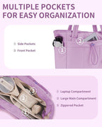 Wandering Nature Puffer Tote Bag with Cup Holder & Laptop Compartment & Trolley Sleeve for Travel, Work, Nurse, Women