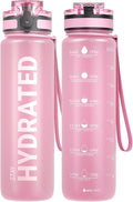 Sahara Sailor Water Bottle 32oz, Durable and Leakproof Water Bottles Motivational with Time Marker, Tritan, BPA Free, Wide Mouth with Easy Clean Brush for Gym, Travel, Home, School, Office (1 Bottle)