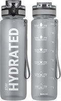 Sahara Sailor Water Bottle 32oz, Durable and Leakproof Water Bottles Motivational with Time Marker, Tritan, BPA Free, Wide Mouth with Easy Clean Brush for Gym, Travel, Home, School, Office (1 Bottle)