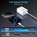 iPhone 17 16 15 Charger Fast Charging, 45W Dual USB C Android Phone Charger Block with 6FT Long Type C Cable Cord for Apple iPhone 17/Pro/Pro Max/Air/16/15 Plus/iPad/S26 Ultra/S25/S24/S23/S22(White)