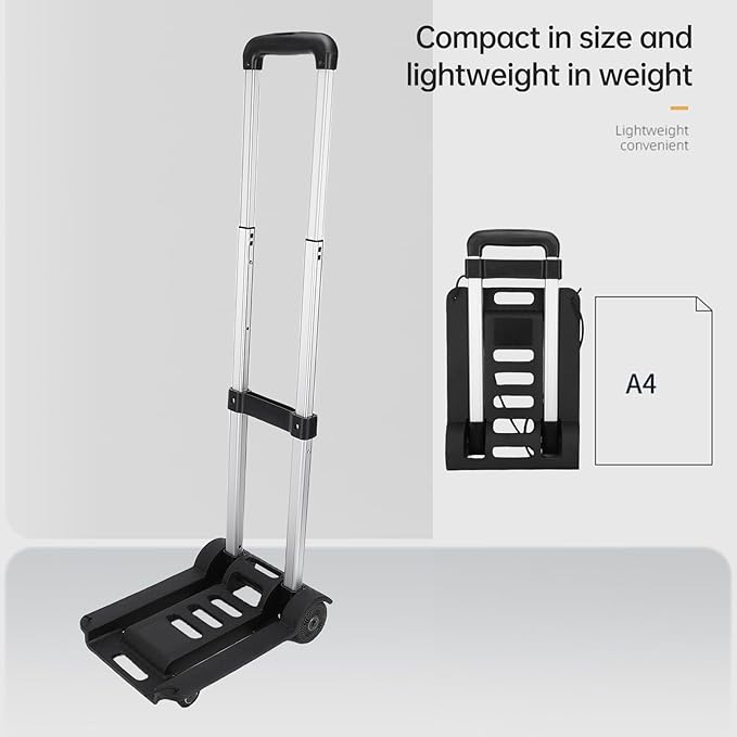 Folding Hand Truck,200lbs 4 Wheel Cart Collapsible Luggage Rolling Cart Enhanced Stability Easy Moving for Home Office Travel Shopping