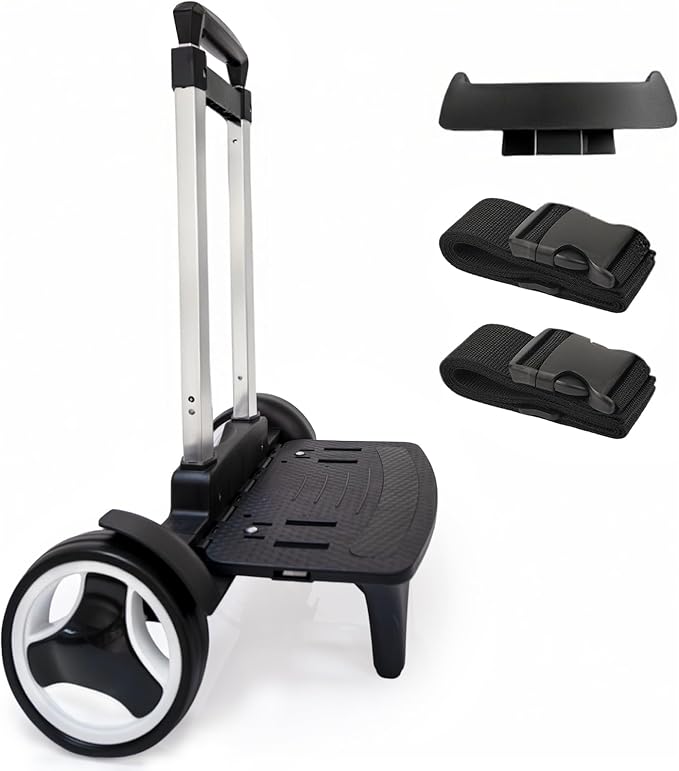 Rolling Backpack Trolley Cart with Stair-Climbing Quiet Wheels,Foldable Aluminum Frame,Adjustable Handle,Large 77 lbs Capacity–Fits Travel Bags,Book Bags,Shopping–Black,No Edge Guard