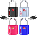 Forge Small Size TSA Approved Luggage Locks. Key Locks for Travel. Ultra Secure Dimple Key Travel Locks Alloy Body Luggage Locks. 4 Color Pack.