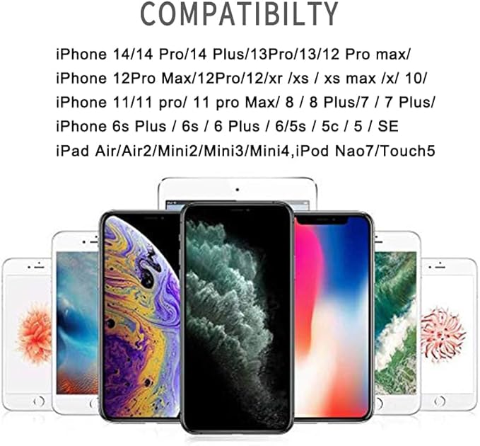 Ximytec Lightning Cable [MFi Certified] 3Pack 10FT iPhone Charger Cord Fast Charging Cable Compatible with iPhone 14 13 12 11 Pro Max 11 XS Max XR X 8 iPad,Silvergray