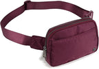 Pander Everywhere Belt Bag for Women, 5 Zipper Pockets Nylon Crossbody Fanny Pack Purse (Red Merlot)