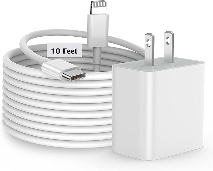 iPhone Fast Charger, [MFi Certified] 20W USB C Fast Charger Block with 10FT Type-C to Lightning Cable, Super Fast Charging Compatible with iPhone 14/13/13 Pro/12/12 Pro/12 Pro Max/11/Xs Max/XR/X