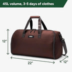 Halfday Convertible 2-in-1 Garment Duffel Weekender Bag 45L: Wrinkle-Free Travel (Hanging Suit Compartment, Shoe Pockets, Trolley Sleeve), Durable & Water-Resistant Carry-on, Port