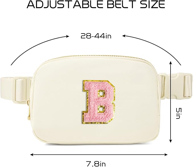 Gitus Personalized Gifts Birthday Gifts for Girls Fanny Pack Cross Body Bags with Initial Letter Preppy Stuff Gifts for Her Girlfriend Wife Sister Friends Mom (Ivory-B)