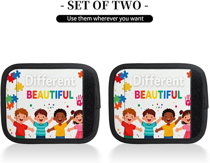 2 Pack Luggage Handle Wrap with Travel Tags - Non-Slip Protective Cover Soft Handle Grips Covers for Suitcase(Difference is Beautiful)