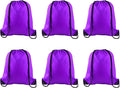 PLULON 6 Pcs Drawstring Bags Bulk Purple Drawstring Backpack String Backpack Cinch Sack Sport Gym Backpack Bags for Yoga Traveling Outdoor Sports