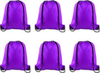 PLULON 6 Pcs Drawstring Bags Bulk Purple Drawstring Backpack String Backpack Cinch Sack Sport Gym Backpack Bags for Yoga Traveling Outdoor Sports