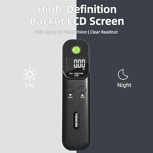 Luggage Scale - 110lb Digital Suitcase Weight Scale with LCD Display, 3 Units (lb/kg/oz) and Tare Function, Portable Travel Essentials for Backpacks, Packages and Outdoor Gear (Black)