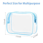 PACKISM 3 Pack TSA Approved Clear Toiletry Bags, Quart Size, Travel Makeup Cosmetic Bag for Women Men, Carry On Airport Airline Compliant, Light Blue
