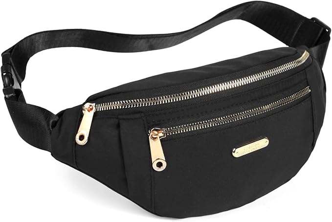 Fanny Pack Waist Pack for Women, Fashion Waist Bag with Adjustable Strap for Travel Sports Running black