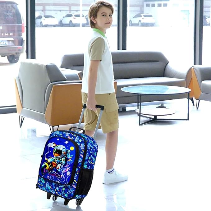 Kids Luggage for Boys, Water Resistant Rolling Suitcase, Cool Astronauts Travel Carry on for Elementary Preschool Toddler