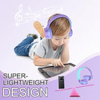 Kids Bluetooth Headphones,Lightweight Kids Headphones Wireless,85/94dB Safe Volume,40H Playtime,Fast Charging,Bluetooth 5.3,Over Ear,Toddler Headphone Built-in Mic for School/Tablet/Travel (Purple)