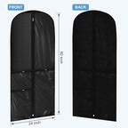 Woanger 6 Pcs Garment Bags for Dance Costumes Clear PVC with Zippers Garment Bag with Pockets Dance Costume Organizer Carrier for Storage Cover for Adult(Black,24'' X 60'')