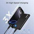 Portable Charger 10000mAh Ultra Slim Power Bank Lightweight Pocket-Sized Design 15W Output for iPhone 16/15/14 Samsung Galaxy Android Devices Travel Essentials（Black）