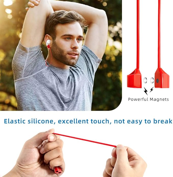 Magnetic Anti-Lost Straps for AirPods,4 Pack Ultra Strong Magnetic AirPods Strap Anti-Lost Neck Rope Cord,Soft Silicone Sports Lanyard Compatible with AirPods 1&2/ Pro /2nd/3rd (White+Red+Green+Pink)