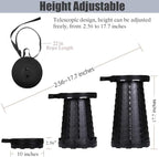 Fishboy Upgraded Collapsible Stool, 400lbs Max Weight, Lightweight But Sturdy, Portable Retractable Folding Telescoping Foldable Camping Stool for Adults Outdoor Fishing Hiking BBQ