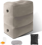 Inflatable Foot Rest Pillow for Travel, 4 Height Adjustable Leg Rest Pillow for Economy Class, Car, Office and Homes