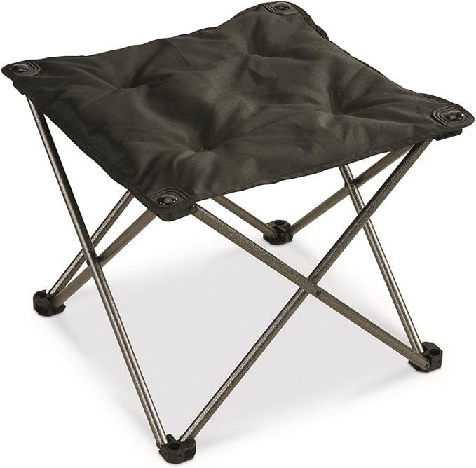 Guide Gear Camping Chair Foot Stool, Folding, Collapsible, Portable Footrest Black