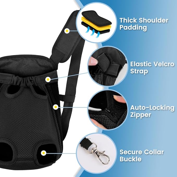 Mosago Dog Backpack Carrier, Adjustable Pet Front Carriers, Legs Out Carrying Sling Travel Bag for Small Medium Dogs 7-11 Lbs, Soft Wearable Puppy Chest Carry Backpacks for Walking/Hiking/Camping