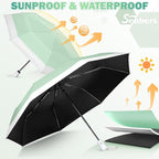 Windproof Travel Umbrella, Collapsible Umbrella Automatic Open Close Auto Small Compact Portable for Rain Sun Adult Women