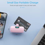 [2 Pack] Small Portable Charger for iPhone14/13, 5000mAh PD Fast Charging Power Bank, LCD Display Cute Mini Battery Pack Compatible with iPhone 14/14 Pro Max/13/13 Pro/12 Pro/11/XR/X/8-Black+Pink