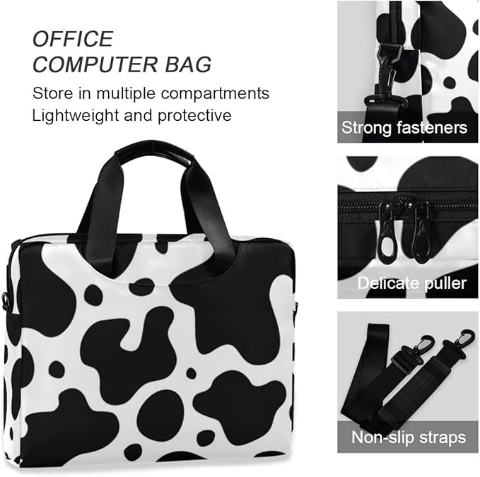 Cow Print Laptop Case, 15.6 inch Laptop Bag, Waterproof Laptop Sleeve, Laptop Briefcase for Women & Men