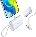 TORRAS iPhone 16 Portable Charger, 5000mAh 22.5W Power Bank with Built-in USB-C Cable, Fast Charge Battery Pack for iPhone 17/16/15, Galaxy S25, Google for Travel Outdoor Hiking Backup Battery, White