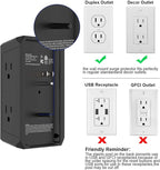 Multi Outlet Extender Surge Protector - POWERIVER Multi Plug Wall Outlet with 5 AC Outlets and 4 USB Ports(2USB C), 1680 Joules, Outlet Splitter for Home School Office, ETL, Black