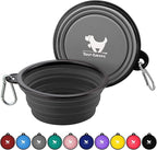 Collapsible Dog Bowls for Travel, 2-Pack Dog Portable Water Bowl for Dogs Cats Pet Foldable Feeding Watering Dish for Traveling Camping with Carabiners, BPA Free (Grey&Black, Small (Pack of 2))