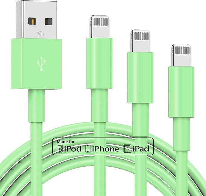 3 Pack Apple MFi Certified Charger Cable 10 Ft, Lightning to USB Cable Cord 10 Foot, 2.4A Fast Charging,Apple Phone 10 Feet Long Chargers for iPhone 14/13/12/11/X/XS/XR/SE/8/7 Plus Pro Max Mini Green
