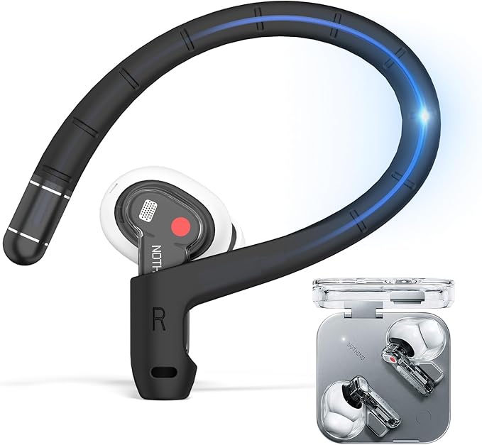Anti-Slip Ear Hooks for Nothing Ear 3 Earbuds (2025), Comfortable Fit | Sports Anti-Loss | Soft Memory Titanium Alloy Ear Hooks Compatible for Nothing Ear (3) Wireless Earbuds with Lanyard (Black)